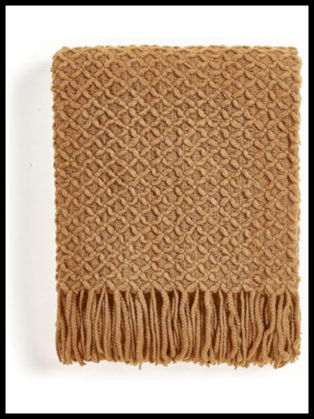 Knitted Throw Blanket 50x60 Geometric Fringe Cozy
